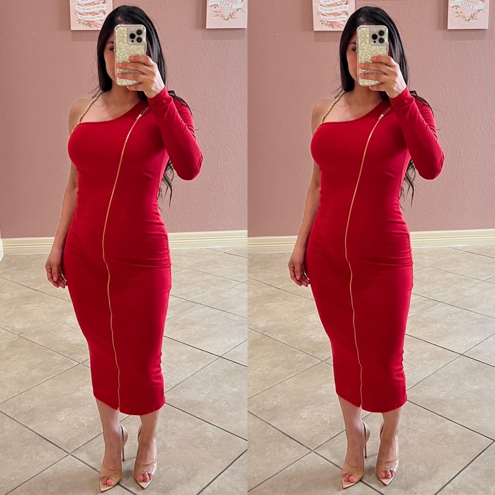 KAMILA Midi dress- red